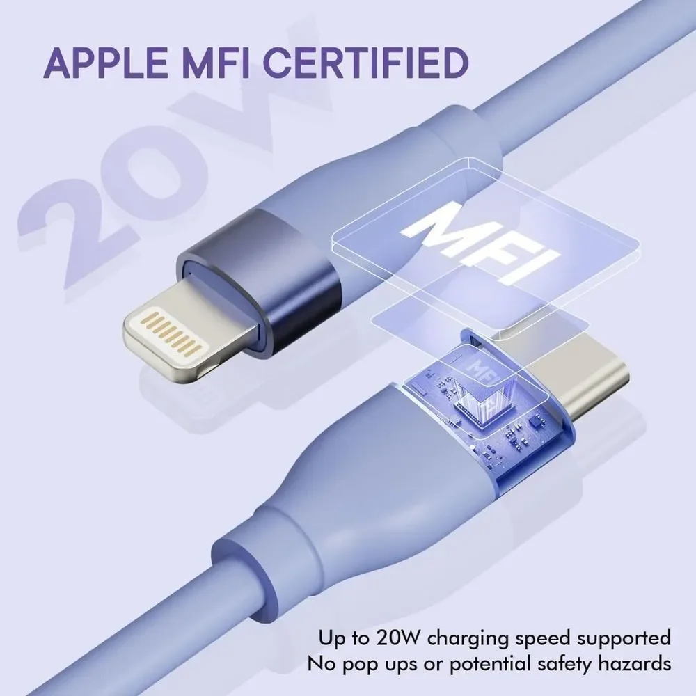 3 x 6 Feet Apple MFi Certified iPhone Lightening Cable Fast Charging USB